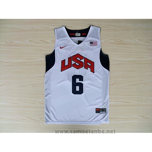 Camiseta USA 2012 Lebron James #6 Blanco
